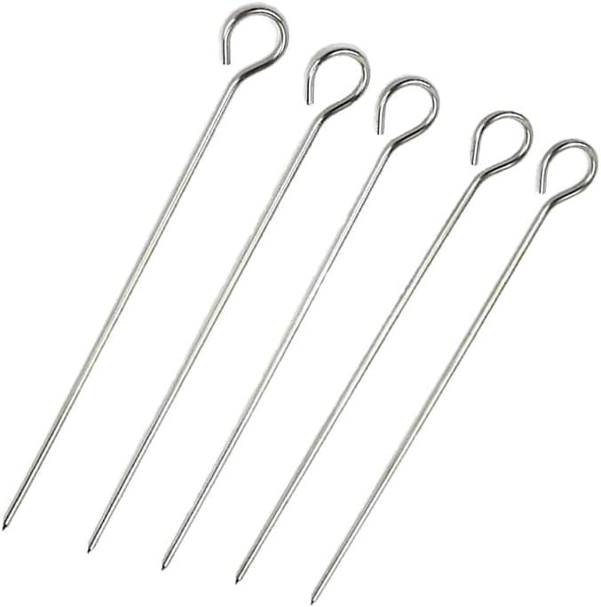 5 Pack Metal BBQ Skewers for Grilling, Reusable Stainless Steel Skewers